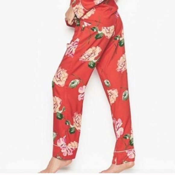 NEW VS Floral Satin Pajama Pocket Pant XLarge Long - Picture 2 of 4